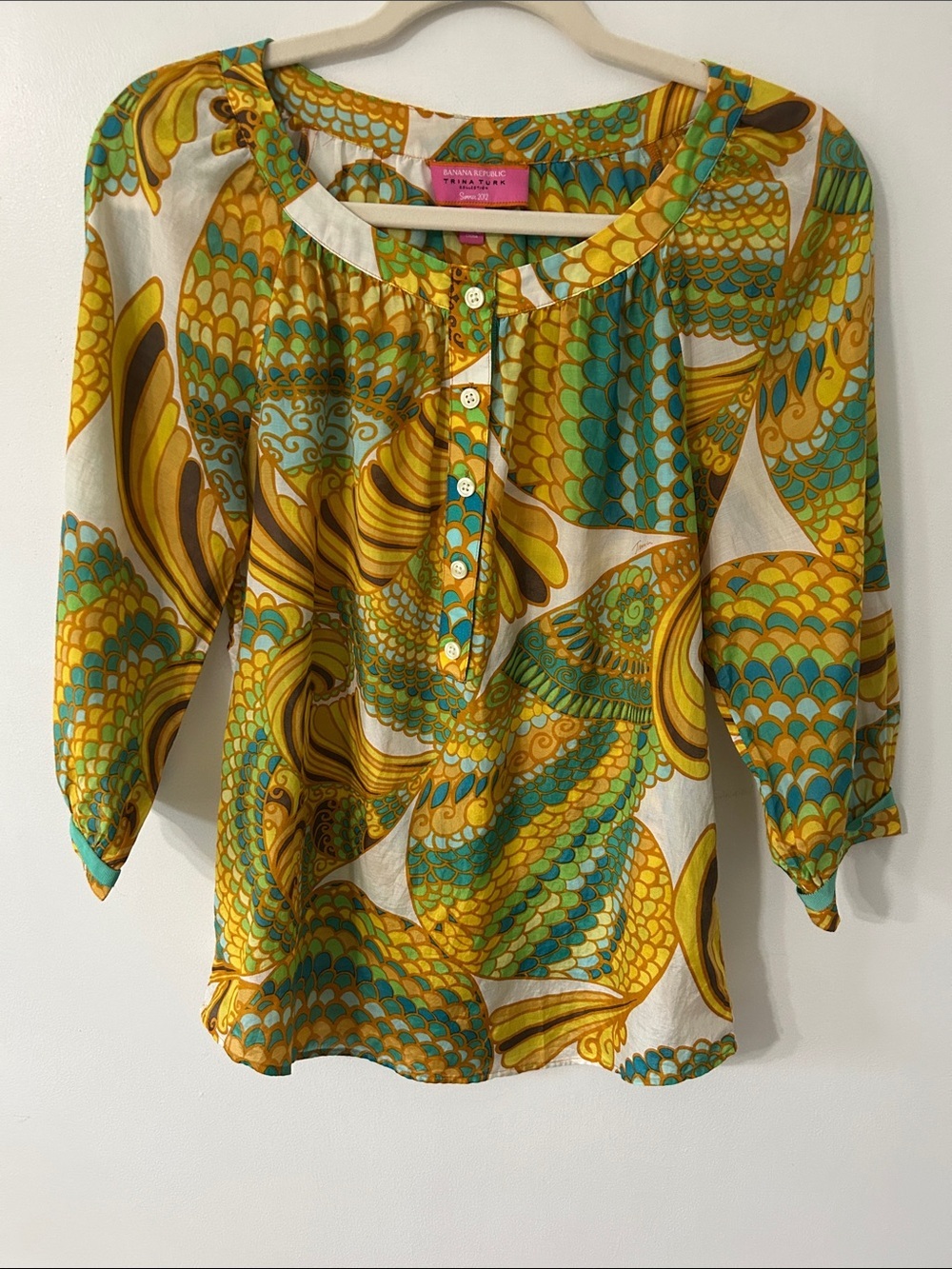 Trina Turk for Banana Republic Blouse Silk Blend Vibrant Paisley Lightweight Top - Picture 15 of 15